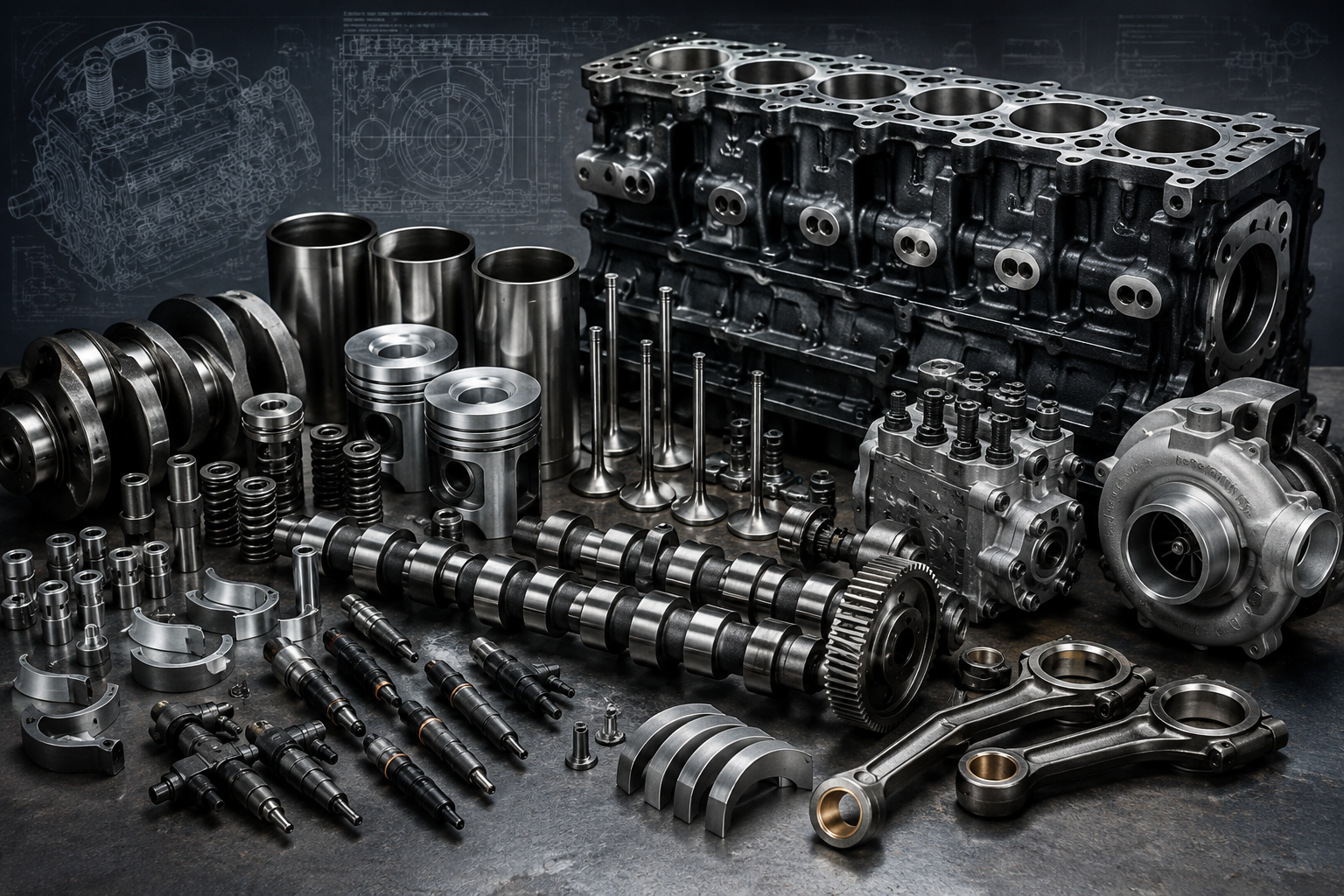 Diesel engine parts background