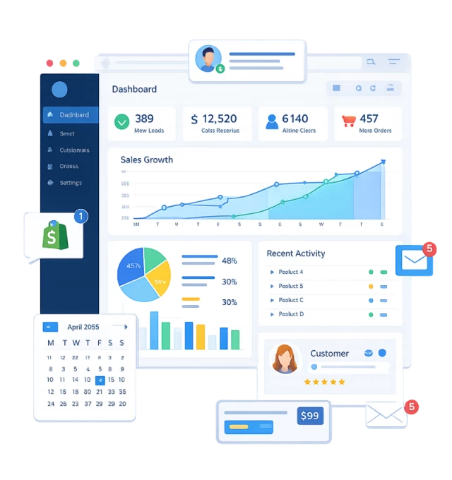 Business application dashboard and workflow interface